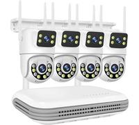 Système CCTV sans fil, NVR 8CH, 4 caméras 6MP à double objectif ,8CH NVR x 4 caméra, 500 g