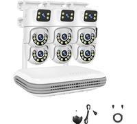 Système CCTV sans fil, NVR de canal, caméras à double objectif, vision nocturne, NVR 8CH et 6 caméras, Aucune