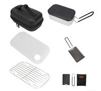 Système compact de préparation des repas d'extérieur 5 pièces avec récipient à déjeuner en aluminium, grille grillagée, planche en polypropylène et rangement de transport (ensemble de 5 pièces)