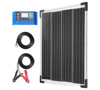 Système complet de panneaux solaires - Recharge d'énergie - Énergie indépendante du réseau - Installation complète - 20 watts - Noir