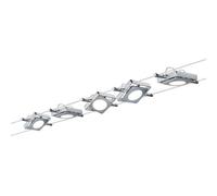 Paulmann 941.08 MacLED Système d'éclairage à spots suspendus - Kit de luminaires sur fil tendu avec 5 lampes carrées, câble de 10 m et transformateur DC 30VA - Plafonnier en suspension max 20W, chromé variante 1 (6x4w)