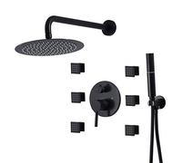 Système Complet du Corps Matt Black, Pouces Robinet avec Sprays Main, Ensemble Douche mélangeur de Pluie à 3 Fonctions, b