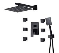 Système Complet du Corps Matt Black, Pouces Robinet avec Sprays Main, Ensemble Douche mélangeur de Pluie à 3 Fonctions, b