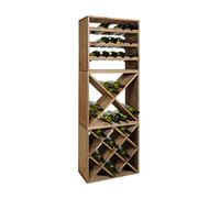 Système d' étagère à vin CUBE 50, en bois massif, tobacco, Kit de 3, Losange, croix et standard, H 150 x L 50 x P 25 cm