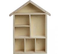 Système d’étagères en forme de maison en bois, 7 compartiments, beige