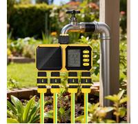 Système d’Irrigation Solaire Intelligent WiFi 4 Sorties avec Écran LCD - Programmateur d’Arrosage Automatique Jardin Extérieur