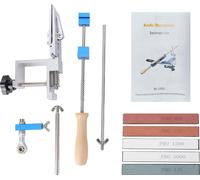 Système d'affûtage guidé, outil d'affûtage professionnel avec pierres à aiguiser de grains 120/320/600/800/1500/3000 pour lames de cuisine et d'extérieur, 6 pierres à aiguiser incluses