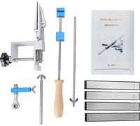 Système d'affûtage guidé, outil d'affûtage professionnel avec pierres à aiguiser diamantées de grains 150/400/800/2000 pour lames de cuisine et d'extérieur avec 4 pierres à aiguiser diamantées