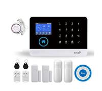 Système D'alarme De Sécurité Anti-cambriolage Intelligent sans Fil WiFi GSM avec Sirène Stroboscopique Extérieure/intérieure Smart Life TUYA APP Télécommande Surveillance à Distance(F)