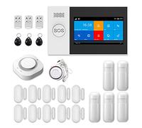 Système d'alarme de sécurité, Tuya WiFi Système d'alarme GSM for Home SmartLife avec Smoke Detector Kits Door Capteur RFID Carte Alarme de sécurité câblée sans Fil(H)