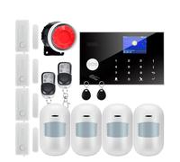 Système d'alarme de sécurité, WiFi GSM Système d'alarme Home Falking Security Alarm Detecteur câblé sans Fil RFID Touche la température du Clavier Humidité(W7B6)