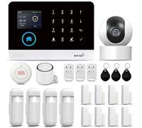 Système d'alarme Domestique avec caméra 1080P, système d'alarme antivol GSM WiFi 22 pièces avec Application téléphonique, sirène d'alarme 120b, Compatible pour la Maison et Les Appartements.
