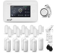 Système d'alarme domestique HXA006 WiFi + GSM 4G avec sirène, comprenant 9 détecteurs de mouvement et 9 détecteurs d'ouverture de portes et fenêtres, pour appartement ou maison, compatible avec l'appl