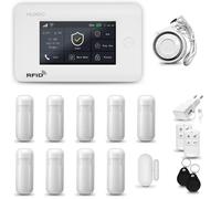Système d'alarme domestique HXA006, WiFi + GSM 4G LTE, avec sirène, comprenant 9 détecteurs de mouvement et 1 détecteur de porte/fenêtre, pour appartement ou maison, compatible avec l'application Tuya