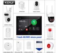 Système d'alarme domestique KERUI 4G/WiFi GSM avec écran tactile IPS de 7 pouces, compatible avec le système d'alarme de sécurité sans fil Tuya, anti-intrusion P10 PIR Sensor FSK