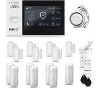 Système d'alarme domestique WiFi + GSM HUXGO HXA007, comprenant 7 détecteurs de mouvement et 7 détecteurs d'ouverture de portes et fenêtres, idéal pour sécuriser un appartement, une maison ou un garag