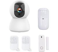 Système d'alarme extensible – KYF – 434 MHz – Wi-Fi – Caméra IP PT avec sirène, résolution 4 MP + détecteur de mouvement/porte/fenêtre + 2 télécommandes