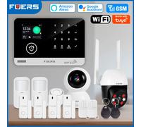 Système d'alarme FUERS pour maison WIFI GSM alarme de sécurité hôte antivol avec capteur de mouvement de porte Tuya Smart App contrôle travail Alexa G03 GSM Alarm Kit 10