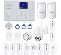 Système d'alarme GSM/WLAN, système complet avec caméras de surveillance, système d'alarme TECPEAK Kit de sécurité domestique avec caméra extérieure 1080p
