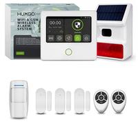 Système d'alarme HUXGO avec Wi-Fi, GSM et 4G, kit comprenant une sirène solaire, 1 détecteur de mouvement et 3 capteurs de porte
