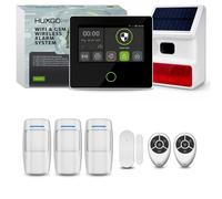 Système d'alarme HUXGO avec Wi-Fi, GSM et 4G : kit comprenant une sirène solaire, 3 détecteurs de mouvement et 1 capteur de porte HXA502 B