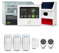Système d'alarme HUXGO avec Wi-Fi, GSM et 4G : kit comprenant une sirène solaire, 3 détecteurs de mouvement et 1 capteur de porte