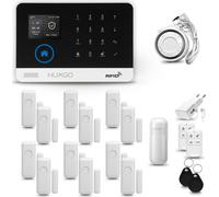 Système d'alarme HUXGO HXA003 pour la maison, avec connexion WiFi et GSM 4G, comprenant 1 détecteur de mouvement et 12 détecteurs d'ouverture de portes et fenêtres. Système d'alarme pour appartement, 