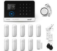 Système d'alarme HUXGO HXA003 pour la maison, avec connexion WiFi et GSM 4G, comprenant 9 détecteurs de mouvement et 1 détecteur de porte/fenêtre, compatible avec l'application Tuya Smartlife