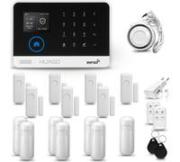 Système d'alarme HUXGO HXA003 pour la maison, avec connexion WiFi et GSM 4G, incluant une sirène, 7 détecteurs de mouvement et 7 détecteurs d'ouverture de portes et fenêtres