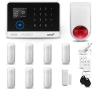 HUXGO HXA003 Système d'alarme maison WiFi + GSM 2G avec sirène sans fil, système d'alarme avec 7x capteur de mouvement et 1x capteur porte/fenêtre, système d'alarme pour appartement, maison, garage, T