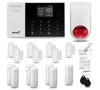 Système d'alarme HUXGO HXA005 pour la maison, avec connexion WiFi et GSM 4G, comprenant une sirène sans fil, 7 détecteurs de mouvement et 7 détecteurs de fenêtres. Idéal pour sécuriser un appartement