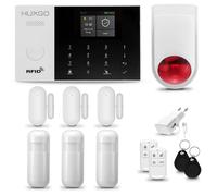 Système d'alarme HUXGO HXA005 pour la maison, avec Wi-Fi + GSM 4G, comprenant une sirène sans fil, un ensemble de 3 détecteurs de mouvement et 3 détecteurs d'ouverture de portes et fenêtres. Idéal pou