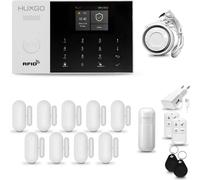 Système d'alarme HUXGO HXA005 pour la maison, avec Wi-Fi + GSM 4G et sirène. Kit d'alarme comprenant 9 capteurs de porte et de fenêtre, idéal pour les appartements, les maisons et les garages. Compati