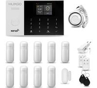 Système d'alarme HUXGO HXA005 pour la maison, avec Wi-Fi + GSM 4G et sirène. Kit d'alarme comprenant 9 détecteurs de mouvement et des détecteurs d'ouverture de portes et fenêtres, idéal pour les appar
