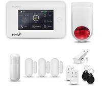 Système d'alarme HUXGO HXA006 pour la maison, avec connexion WiFi et GSM 4G, incluant une sirène sans fil, un détecteur de mouvement et 3 détecteurs d'ouverture de portes et fenêtres, idéal pour les a