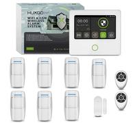 Système d'alarme HUXGO Wi-Fi GSM 4G, kit comprenant 7 détecteurs de mouvement, 1 capteur de porte et l'application HXA502