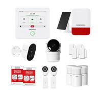 Système d'Alarme Maison Daewoo AM342 - Centrale Tactile WiFi, Caméra extérieure + Intérieure HD, 4 Capteurs 2-en-1 Ouverture & Vibration, Sirène Solaire, sans abonnement - Alexa & Google Home
