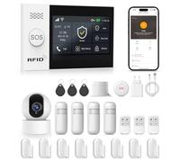 Système d'alarme Maison sans Fil 4G avec Camera,Alarme Maison Wi-FI avec Contrôle APP, Détecteur de Mouvement, Télécommandes, Capteurs de Fenêtre et de Porte, Sirène, Compatible avec Alexa, Google