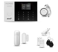 Système d'alarme sans fil HUXGO pour la maison, compatible WLAN et GSM 4G, kit comprenant 1 détecteur de mouvement, 1 capteur de porte, application TUYA, modèle HXA005