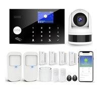 Système D'alarme pour la Sécurité Domestique avec Caméra, Kit Alarme Maison WiFi + GSM avec Alerte APP Téléphone, Capteur Porte/Fenêtre, Télécommande pour la Appartement(13 Pièces)