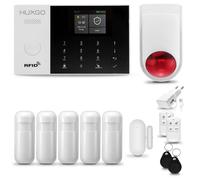 Système d'alarme sans fil HUXGO HXA005, WiFi + GSM 4G, avec sirène sans fil. Système d'alarme pour la maison, comprenant 5 détecteurs de mouvement PIR, 1 capteur de porte/fenêtre, et compatible avec l
