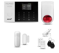 Système d'alarme sans fil HUXGO HXA005, WiFi + GSM 4G, avec sirène sans fil. Système d'alarme pour la maison, comprenant 1 détecteur de mouvement PIR, 1 capteur de porte/fenêtre, et compatible avec l'