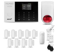 Système d'alarme sans fil HUXGO HXA005, WiFi + GSM 4G, avec sirène sans fil. Système d'alarme pour la maison, comprenant 1 détecteur de mouvement PIR, 9 capteurs de porte/fenêtre, et compatible avec l