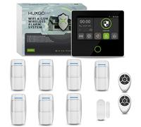 Système d'alarme sans fil HUXGO pour la maison, kit Wi-Fi et GSM 4G : 7 détecteurs de mouvement, 1 capteur de porte, application TUYA HXA502 B