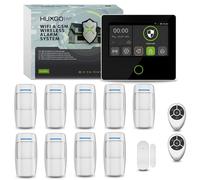 Système d'alarme sans fil HUXGO pour la maison, kit Wi-Fi et GSM 4G : 9 détecteurs de mouvement, 1 capteur de porte, application TUYA HXA502 B