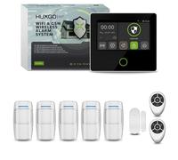 Système d'alarme sans fil HUXGO pour la maison, kit Wi-Fi et GSM 4G comprenant 5 détecteurs de mouvement, 1 capteur de porte, application TUYA HXA502 B