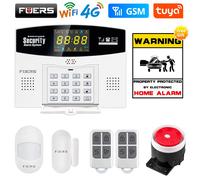 Système d'alarme sans fil intelligent Fuers W214 Tuya WIFI 4G GSM, alarme antivol 433MHZ, liaison de zone de sécurité filaire, détecteur de mouvement Alexa Google W214 Alarm Kit