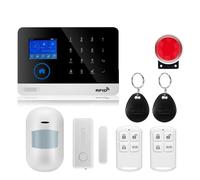 Système d'alarme, Système d'alarme de sécurité Domestique avec écran Tactile, wi-FI, GSM, GPRS, Anti-cambriolage, capteur Mouvement PIR, détecteur fumée et gaz(W2B19)