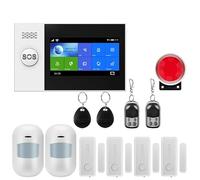Système d'alarme, Système d'alarme Intelligent GSM, système de sécurité Domestique, avec capteur Mouvement Pir, Porte, Carte RFID, Kits sans Fil(W4B4)