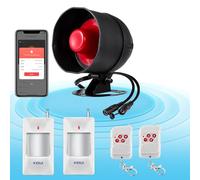 Système d'alarme WiFi 120 DB pour la sécurité de la Maison avec 2 détecteurs de Mouvement et télécommande pour abri de Jardin et Garage